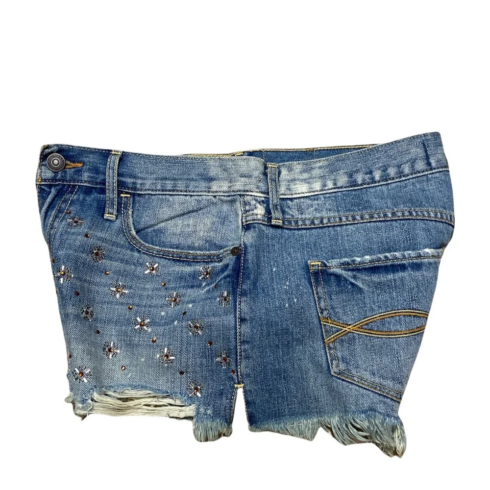 Abercrombie & Fitch High Rise Jean Shorts Women’s 4 Embellished Casual Denim